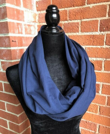Navy blue hidden pocket infinity scarf 