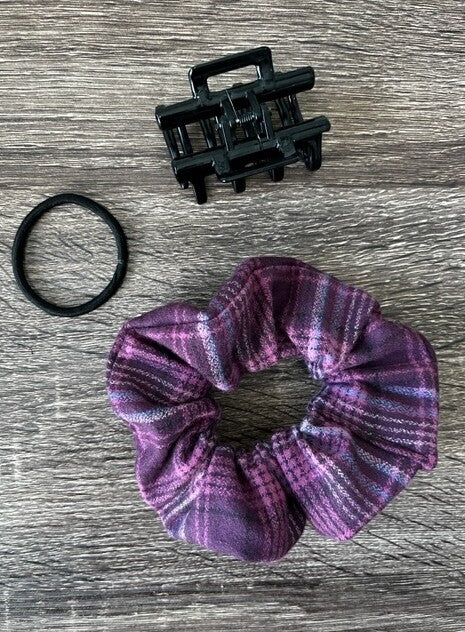 Purple plaid scrunchie